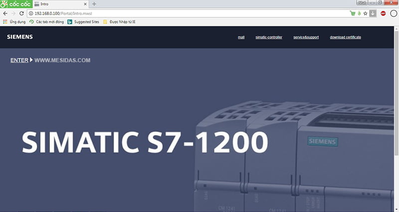 Giao diện trang chủ web của PLC S7-1200